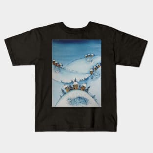 Houses on the Hills in the Snow Kids T-Shirt